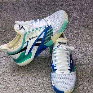 Nano Court Reebok Women White Green and Blue Athletic Sneakers